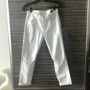 Seven destroyed white boyfriend jeans